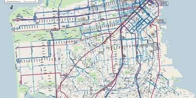 San Francisko autobusų sistema žemėlapyje