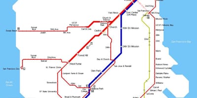 San Fran tramvajų žemėlapyje