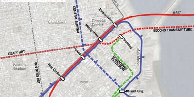 Žemėlapis transbay terminalas