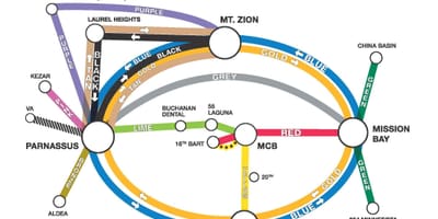 Žemėlapis ucSF shuttle 